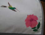 c. d. t. Hibiscus rose et colibri 3 finitions biais coton.